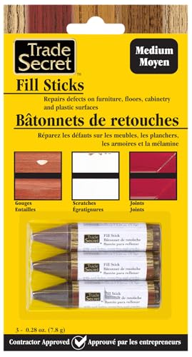 Wood Scratch Repair Fill Stick for Medium Toned Surfaces (Set of 3), Great for Touch-Ups and Repairs on Hardwoods Floors, Furniture, Cabinets and Plastic Surfaces. - color: Medium Tones