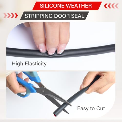 Rubber Weather Stripping Door Seal, 9/16" (W) x 15/32" (T) x 19.7' (L) D-Shape Self Adhesive Silicone Weather Stripping, Insulation Automotive Door Seal Strip for Door Frame/Window, Black - size: 9/16" (W) x 15/32" (T) x 19.7'