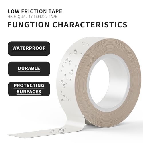 Teflon Tape,1/2-inch x 33 Feet x 0.18mm Low Friction Tape High Temp Adhesive Tape,Abrasion Resistant,Surface Protection for Wood,Drawer,Cabinet,Furniture,Vacuum Sealer & Hand Impulse Sealers - color: White, size: 1 Roll 1/2-inch x 33 Feet