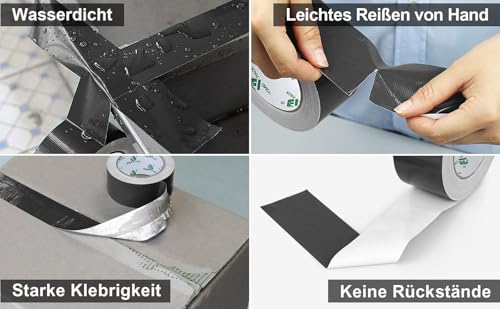 BOMEI PACK 5-Pack Black Duct Tape Heavy Duty - 2 inches x 35 Yds Waterproof No Residue Strong Adhesive Duct Tape Tearable for Indoor Outdoor Use,Multi Purpose Home Repair - color: black
