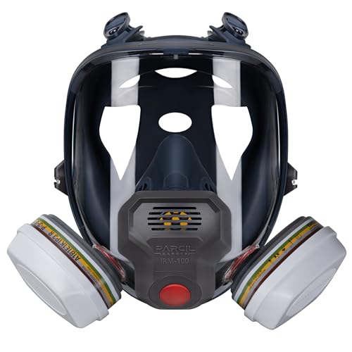 Parcil Distribution Full Face Respirator Mask with Filters – Durable Full Face Respirator Mask, Bayonet Filter Compatible - color: Irm-100 Clear
