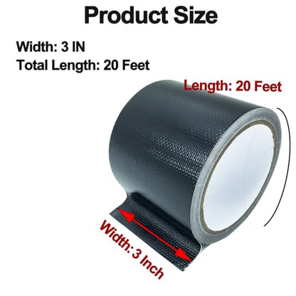 Awning Repair Tape Waterproof, Heavy Duty Outdoor Repair Tape for Tarp, Canvas, Tent, Boat Covers, Canopy, Sail Tape, Tent Repair Kit, UVproof and Heat-Resistant, Black