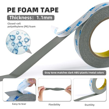 3M Double Sided Tape Heavy Duty 1'' × 20Ft, PE Foam Removable Mounting Tape, Waterproof Wall-Safe Tape for Poster, LED Strip Lights, Home Decor, Signs, DIY, Indoor & Outdoor Use - size: 1" X 20ft