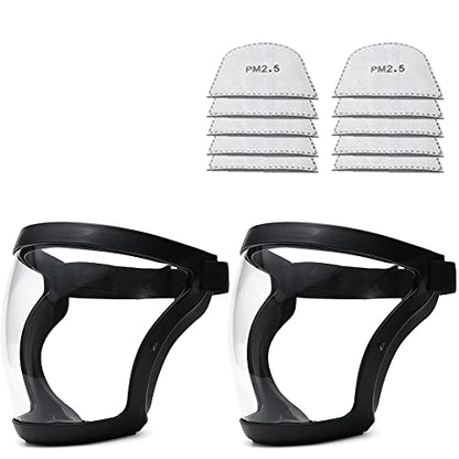 2 Pack Clear Full Safety Face Shield for Adults Women Men, Adjustable & Reusable Super Protective Face Shields with Super Lightweight, High-Definition, Anti-Fog - size: 2 Pack