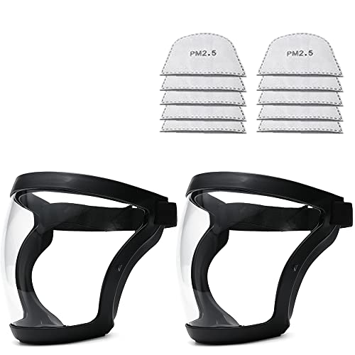 2 Pack Clear Full Safety Face Shield for Adults Women Men, Adjustable & Reusable Super Protective Face Shields with Super Lightweight, High-Definition, Anti-Fog - size: 2 Pack