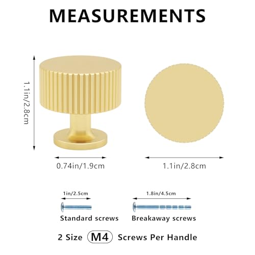 6 Pack Gold Cabinet Knobs Dresser Knob, Brushed Brass Drawer knobs Drawer Pulls for Bathroom, Kitchen, Cupboard - color: Gold