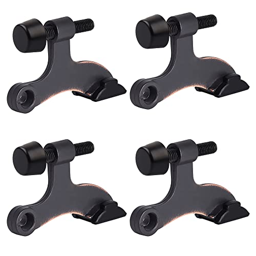 HOMOTEK 4 Pack Hinge Pin Oil Rubbed Bronze Door Stopper,Adjustable Deluxe Heavy Duty Door Stopper 2-1/2"x1-3/4”,with Black Rubber Bumper Tips - color: Oil Rubbed Bronze, size: 4 Pack