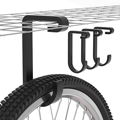 bussdis Thickened Bike Hooks for Garage Ceiling Rack: Heavy Duty Overhead Storage Rack Hook for Bicycle, Hold 50 lb, Safe Rack Bike Hanger, Metal, 4 Pack - color: Black