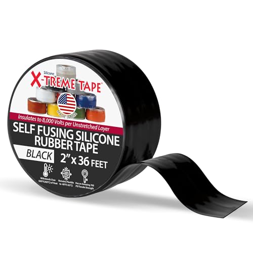 X-Treme Tape MOCAP Heavy Duty Electrical Tape, Self-Fusing Silicone Rubber, Waterproof & Insulating Flexible Tape, Electrical for Hose, Automotive, Outdoor & Repairs - 2 Inch x 36 Ft Roll - Black - color: Black, size: 2" wide x 36 ft long