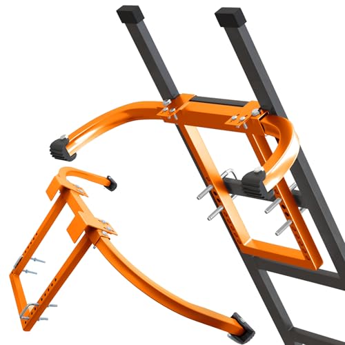 Heavy Duty Ladder Stabilizer | Carbon Steel Extension Ladder Standoff with Anti-Slip Rubber Feet for Gutter Cleaning, Painting & Roofing - Professional Grade Ladder Accessory for Extension Ladders - color: Ladder Stabilizer Orange