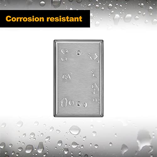 [5 Pack] BESTTEN 1-Gang Midsize Blank Metal Wall Plate, Midway No Device Metal Outlet Cover, Durable Corrosion Resistant, H4.86” x W3.12”, Brushed Finish, Silver - size: Blank Midsize