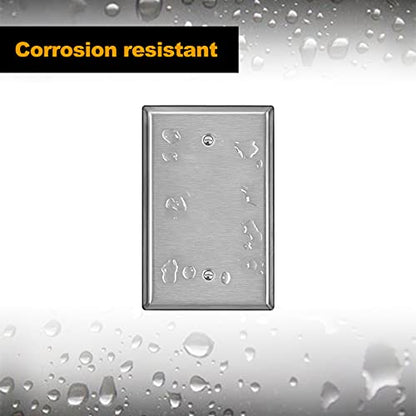 [5 Pack] BESTTEN 1-Gang Midsize Blank Metal Wall Plate, Midway No Device Metal Outlet Cover, Durable Corrosion Resistant, H4.86” x W3.12”, Brushed Finish, Silver - size: Blank Midsize