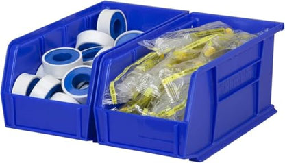 Akro-Mils 30230 AkroBins Plastic Storage Bins, Space-Saving Stackable Bins for Garage, Pantry, Craft Organization, 10.5 "L x 5.5 "W x 5"H, Blue, 12-Pack - color: Blue