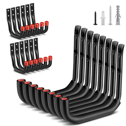 Nacial 20 Pack Garage Hooks Heavy Duty, 9.8" & 3.5" Garage Wall Hook with EVA Pads, 100LBS Capacity Hooks for Hanging Bikes, Kayak Folding Chairs and Hanging Ladders - size: 20