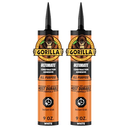 Gorilla Heavy Duty Ultimate Construction Adhesive, 9 Ounce Cartridge, White, (Pack of 2) - size: 2 - Pack