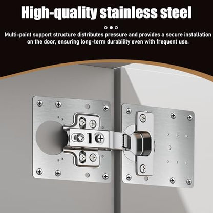 20 PCS Upgraded Cabinet Hinge Repair Plate Kit, Stainless Steel Hinge Repair Brackets Kit, Metal Hinges Repairs Fixing Plates with Screw for Kitchen Cupboard Door Locker Cabinet Door