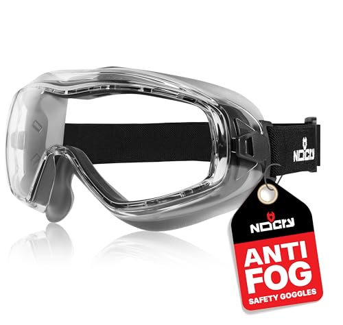 NoCry Anti Fog Safety Goggles for Men and Women with Premium Anti Scratch Coating - Vented Panoramic Lab Goggles; ANSI Z87 Certified Lab Safety Goggles, Eye Protection Goggles with Adjustable Headband