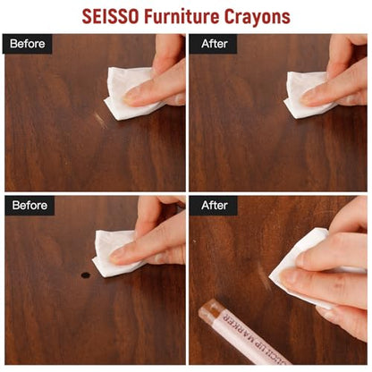 SEISSO Furniture Repair Crayon, 6 Pcs - Wood Filler Sticks, Scratch Repair Wax, Furniture Marking Repair - Scratch, Hole, Table, Wood Floor, Guitar, Covering, Instrument Fill Sticks-Cherry Wood - color: Cherry Wood 6pcs