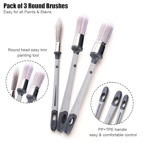 Trim Paint Brushes, 3 Packs with 0.45/0.75/1 Inch Paint Brushes for Walls, Touch Up Brushes, Small Paint Brush for House Wall Edges, Trim Painting Brush