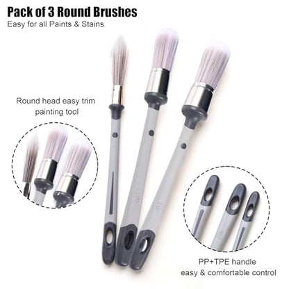 Trim Paint Brushes, 3 Packs with 0.45/0.75/1 Inch Paint Brushes for Walls, Touch Up Brushes, Small Paint Brush for House Wall Edges, Trim Painting Brush