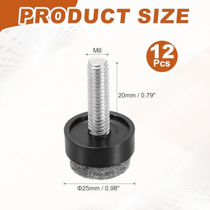 uxcell 12 Pcs Adjustable Furniture Leg Levelers, M6 x 1" x 0.8" Threaded Screw-in Leveling Feet Pad Floor Protector for Tables Cabinets Chairs Sofa Outdoor Furniture Feet, Black - size: M6 x 1" x 0.8"