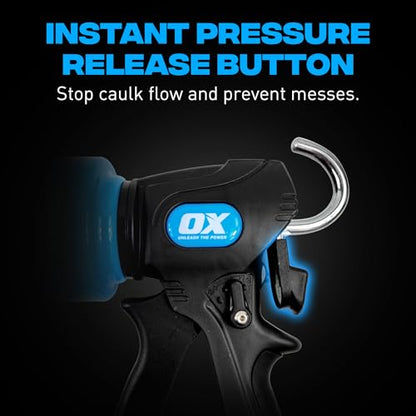 OX Pro 29 oz Caulking Gun - Heavy Duty Dual Thrust (24:1 or 12:1) Manual Caulk Gun for Large 29 oz Cartridges - Best Professional Caulking Tool for Sealant & Adhesive - size: 29 oz - Dual Thrust Switch