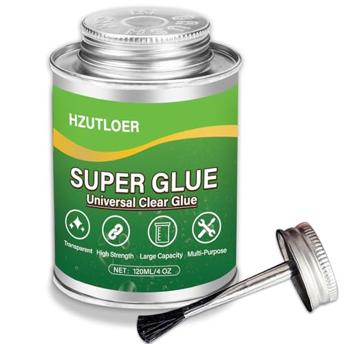 Super Glue,Clear Glue with Brush,4 oz All Purpose Strong Adhesive,Instant Superglue Multi-Purpose Glue for Wood,Ceramic,Leather,Plastic,Glass,Metal,Rubber,DIY Crafts