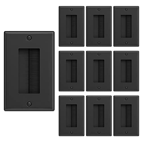 iwillink Brush Wall Plate (10 Pack), Cable Pass Through Insert for Wires, Single Gang Cable Access Strap, Wall Socket for HDTV, Home Theater Systems Black - color: Black, size: 10pack