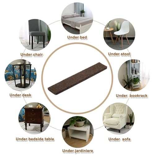 uxcell Felt Strips with Adhesive Backing, 10 Pcs 1" x 6" x 0.2" Anti Scratch Furniture Felt Tapes Self-Stick Pads for Protecting Hardwood Floor, Brown - color: Brown