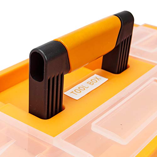 BIG RED ATRJH-3430B Torin 17" Plastic 3-Layer Multi-Function Storage Tool Box with Tray and Dividers, Black/Orange - style: Plastic Tool Box