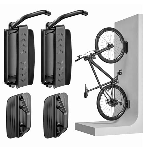PEGZONE 2 Pack Bike Hooks for Garage, Heavy Duty Swivel Bike Wall Mount, Holds 77 Lbs Bike Wall Hanger, Adjustable Garage Bike Rack for Bedroom Home Office, 2 Pack - size: 2 PACK