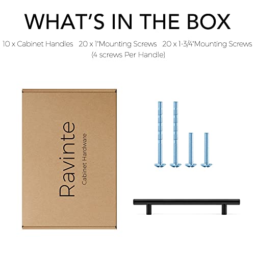 Ravinte 10 Pack 8-13/16 Inch Cabinet Handles Matte Black Stainless Steel Kitchen Drawer Pulls Cabinet Pulls 8-13/16"Length,6-1/4" Hole Center - size: 8-13/16 Inch（6-1/4 Inch Hole Center）
