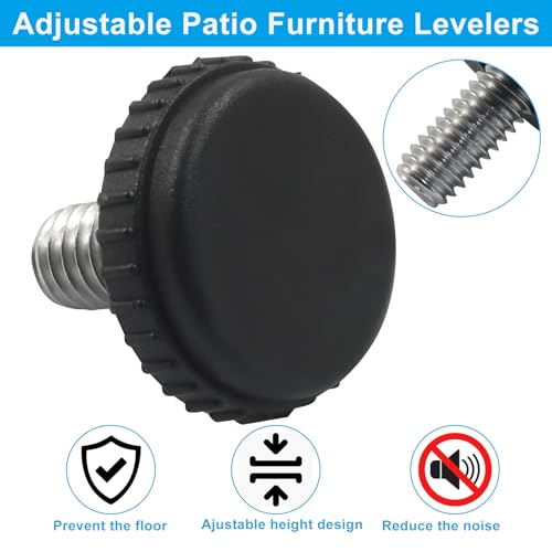 Piutouyar 24 Pcs 5/16"-18 Stainless Steel Furniture Leveling Feet, Screw-in Adjustable Furniture Levelers Glide Leveling for Patio, Table, Chair Legs