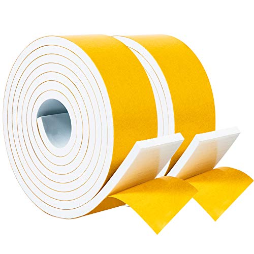 Yotache White Foam Weather Stripping 2" x1/4", Self Stick High Density Closed Cell Foam Rubber Insulation Tape, Total 13 Feet Long - size: 2"x1/4"x13 FT