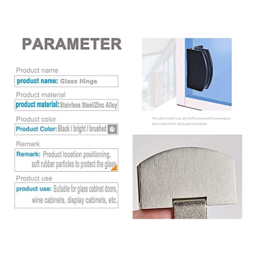 [2 Pieces] Cabinet Glass Door Hinge 90-Degree Frameless Glass Door Hinge for 5-7mm (Black) - color: Black 2 Pieces