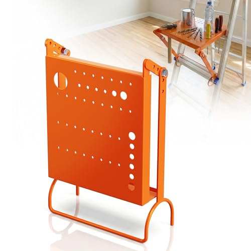 Ladder Work Platform,Ladder Platform Attachment,Anti-Slip Extension Ladder Work Tray,Back-Stress-Relief Ladder Accessories，Multi-Hole Tool Slot for Step Ladders,400P Load Capacity