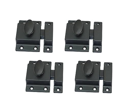 QCAA Traditional Large Oval Turn Cabinet Latch, Solid Brass, 2", for Cupboard & Other Furniture, Matte Black, 4 Pack, Made in Taiwan - color: Matte Black, size: 4pack
