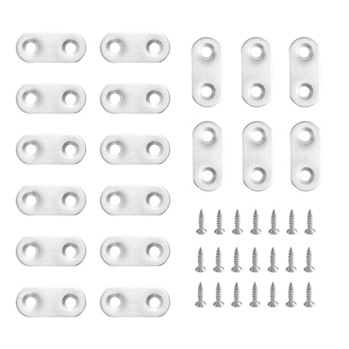 20 Pack Straight Brace, Flat Straight Bracket with Screws,Stainless Straight Flat Brace, Repair Bracket, Flat Plate Straight Bracket, Stainless Steel Straight Bracket (Silver) - color: Silver