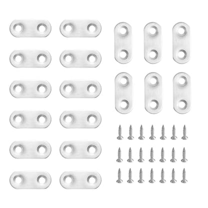 20 Pack Straight Brace, Flat Straight Bracket with Screws,Stainless Straight Flat Brace, Repair Bracket, Flat Plate Straight Bracket, Stainless Steel Straight Bracket (Silver) - color: Silver
