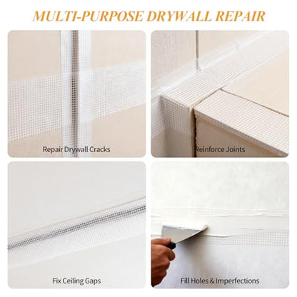 Drywall Joint Tape, 4 Inch x 100 Ft Self Adhesive Drywall Tape, Wall Patch Repair Roll, Fiberglass Mesh Tape for Drywall Repair, Wall Cracks and Ceiling Gaps - style: 4 Inch x 100 Ft