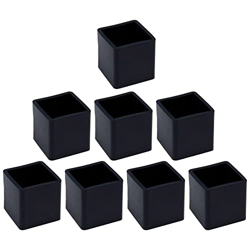 Leg Tips Chair Leg Floor Protectors Non-Slip PVC Rubber Square Furniture Foot Chair Legs Caps Cover 0.8"x0.8" Inner Size for Table Desk Sofa, Black-8 Packs - size: 20x20mm/0.8" x0.8",8 PCS