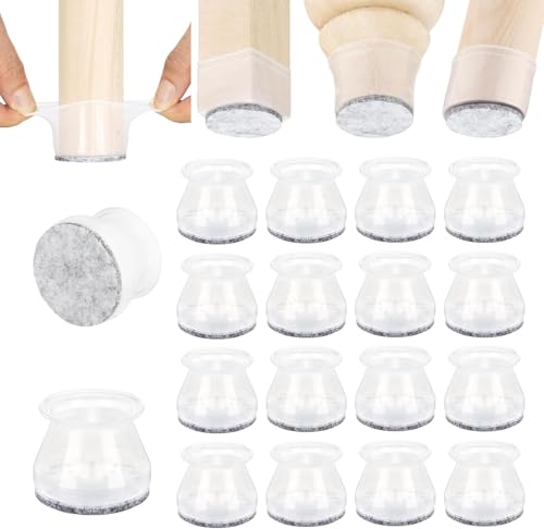 Aneaseit Chair Leg Floor Protectors - 16 pcs Clear - Felt Bottom Silicone Pads - Floor Protectors for Chairs - Rubber Caps for Hardwood Floors - Furniture Feet Sliders - Large - size: Large
