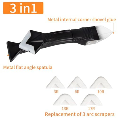 Silicone Caulking Tool, 3 in 1 Silicone Remover Multi Tool, Glazing Compound Finishing Tool, Caulk Remover Tool, for Bathroom,Kitchen,Floor,Window,Sink Joint,Frames Seal(3 sets) - color: 3 in 1 Tool(3 Sets)