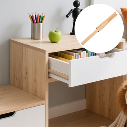 6 PCS 15.7 Inch Wooden Drawer Slides, Classic Wood Center Guide Track with Metal Glides, Dresser Slider Replacement Kit
