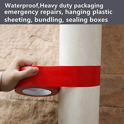 COSIMIXO 1-Pack Red Heavy Duty Wide Duct Tape, 4 inches x 55 Yards, Strong, Flexible, No Residue, All-Weather and Tear by Hand - Bulk Value for Repairs, Industrial, Professional Use - color: RED, size: 4INCH X 55YDS