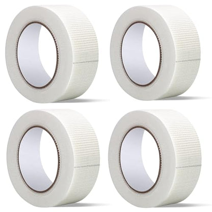 Drywall Joint Tape, 2" x 400 Feet Self-Adhesive Fiberglass Drywall Repair Mesh Tape for Wall Cracks and Seam Patch, 4 Rolls - size: 2" x 400ft,4 pack