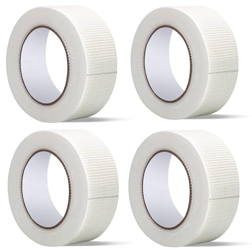 Drywall Joint Tape, 2" x 400 Feet Self-Adhesive Fiberglass Drywall Repair Mesh Tape for Wall Cracks and Seam Patch, 4 Rolls - size: 2" x 400ft,4 pack