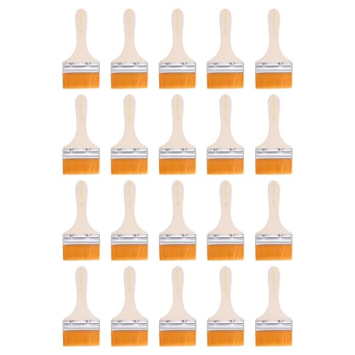 HARFINGTON 20pcs Paint Brushes 3" Paint Brush Nylon Flat Wall Paint Brush Soft Bristle with Wood Handle for Painting DIY Latex Paints Furniture Cabinets Fences, Orange - color: Orange, size: 3 inch