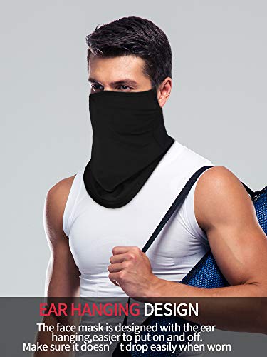 SATINIOR 4 Pcs Neck Gaiter with Ear Loops Neck Covers Bandana Cloth Face Gaiter Mask for Men Women Summer Non Slip Headwear - color: Black, Grey and Black