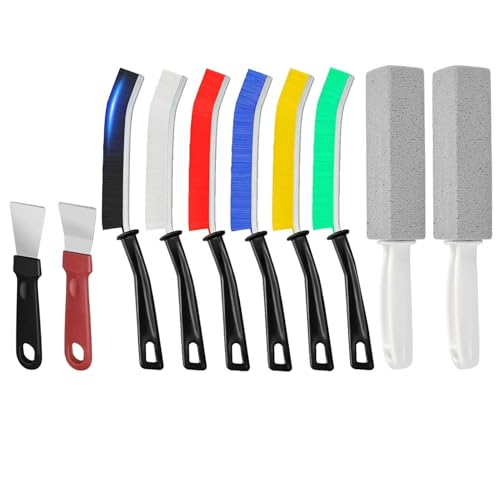 TuTuYa 10PCS Cleaning Brush Set, Household Cleaning Tools for Groove, Tiles, Window Track, Toilet, Bathroom, Stove, Pot, Sink, Faucet - color: Type-v 10pcs Brush Set